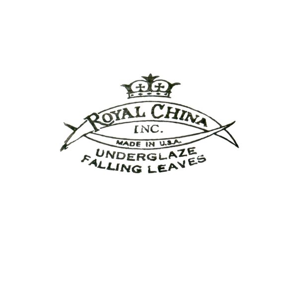 Royal China Underglaze Falling Leaves Serving Bowl 9" Made In USA Vintage MCM - Picture 4 of 6